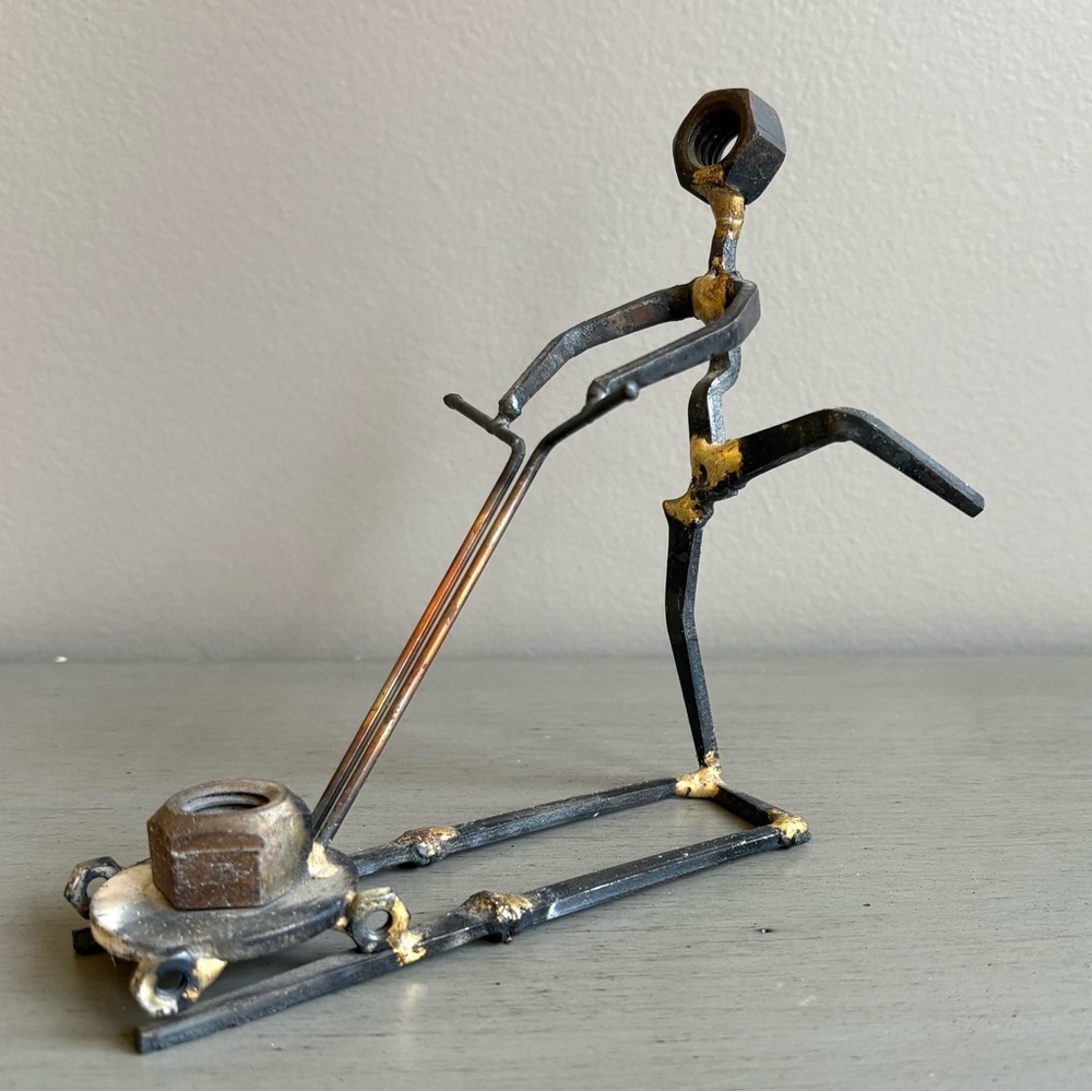 VTG 90s Lawnmower Yard Man Dad - Handmade Scrap Junk Metal Art Sculpture